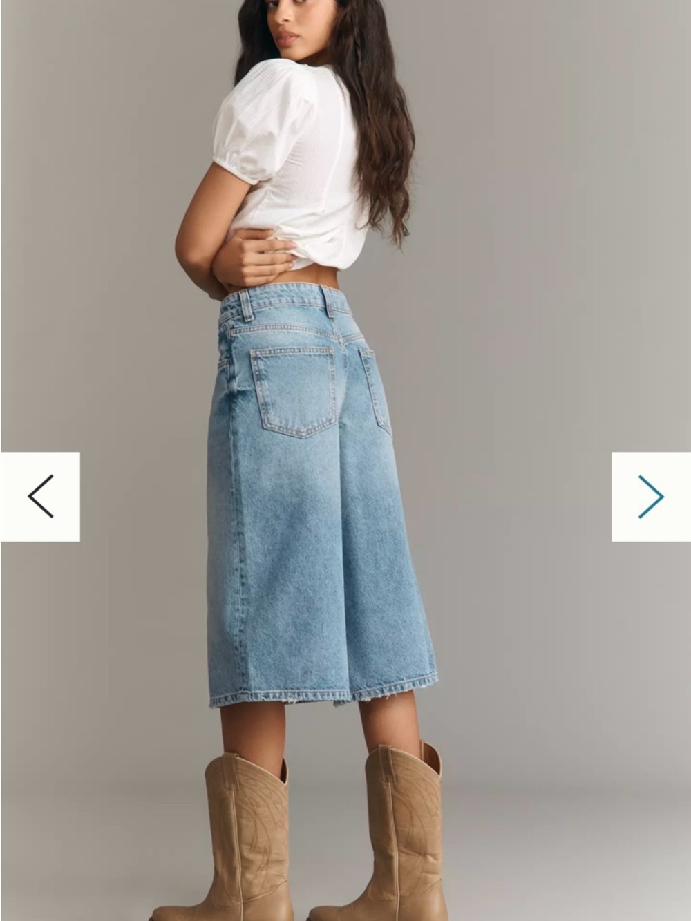 Anthropologie Light Blue Wide-Leg Denim Culottes - Picture 4 of 6